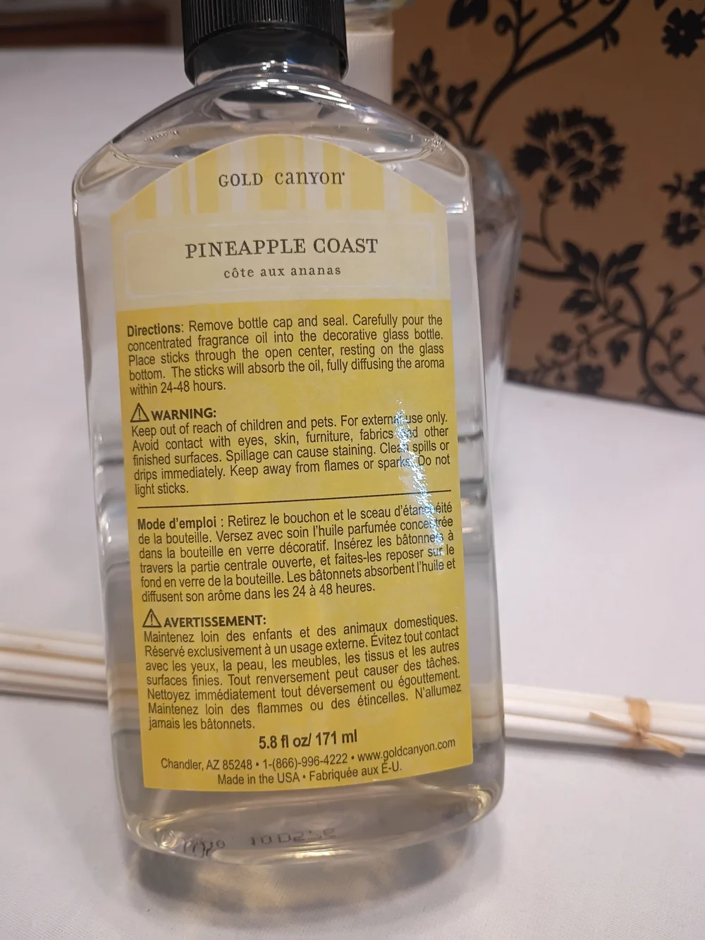 #6023 Gold Canyon Pineapple Coast Reed Diffuser Set 5.8 oz Complete in Box